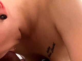 Actual blonde novice giving a POV blowjob