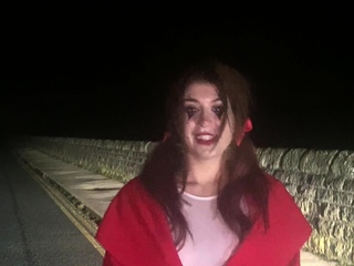 Beginner skater woman outside in public fucking for cash