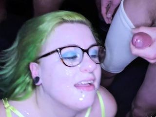 Soiled British cock suckers deepthroat and get cum dirty