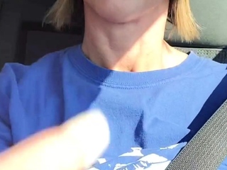 Horny brunette teen outside masturbation