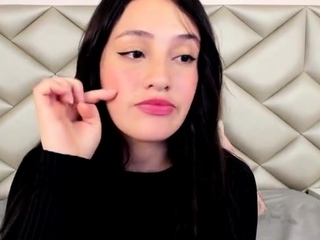 Russian brunette busty camgirl masturbating on webcam