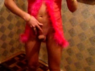 Shemale tranny having fun with solo masturbation