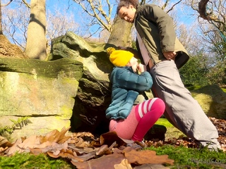 Beginner teen outside blowjob