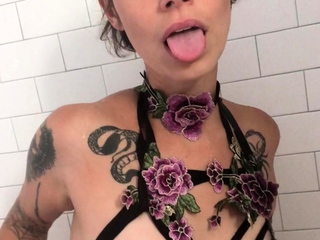 Busty curly brunette with massive boobs fucks on sofa