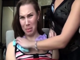 Fetish brunette bitch sucks on cock