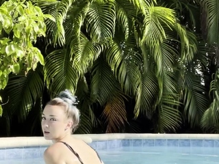 Busty curly brunette with massive boobs fucks on sofa