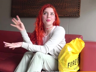 Harmless Redhead Latina Tricked in Pretend Mannequin Casting