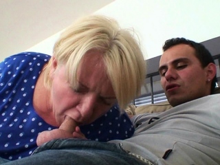 Massive tits 61 yo blonde granny pleases a man