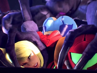 Samus Aran type metroid fucks every kind of cocks – 3D HMV