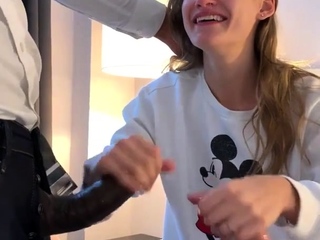 Tattooed beginner Milf do-it-yourself blowjob with cumshot