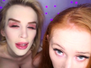Threesome POV blowjob with facial cumshot