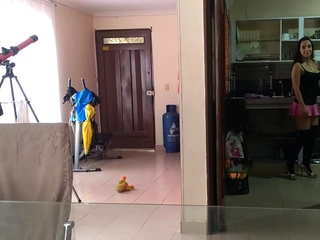 Busty curly brunette with huge boobs fucks on sofa