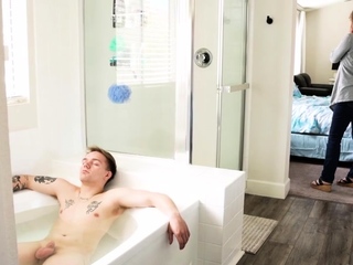 Large tit brunette MILF sucks and tit fucks an enormous cock