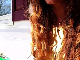 Beginner redhead shaves and masturbates