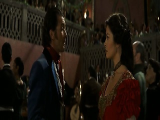 Catherine Zeta-Jones displaying some good cleavage in a white