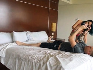 Massive boobed babe tit fucks a fortunate fuckpole