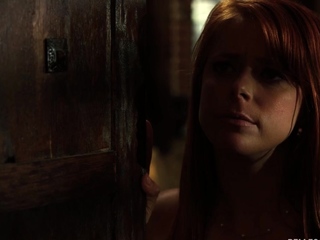 Scorching redhead does blowjob and receives an anal fingering