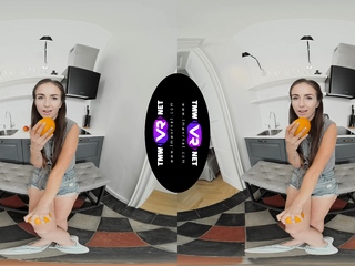 Small tit brunette beginner tugs on an enormous willie