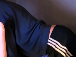 Gay Man in Nylon Adidas Shorts Plays with Sex Doll