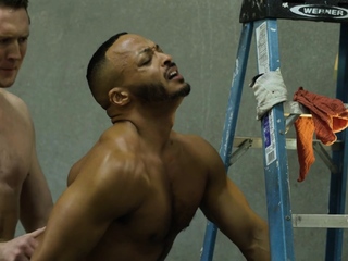 Analgaping muscular ebony riding mature