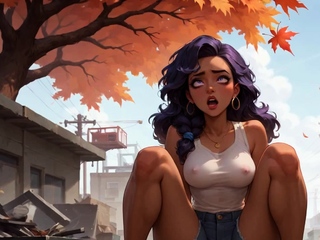 Dirty, xxx fuck-fest amidst falling leaves. Couple in heat