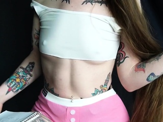 Petite small tit babe with perfect pussy masturbates