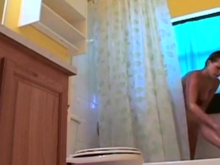 Stepdaughter 21 shaves pussy in shower (voyeur)