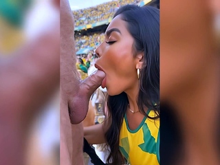 Brazil Girls Pound Scottish Guys In Stadium Seats