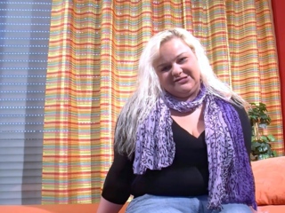 Fat blonde German housewife persuaded to solo casting