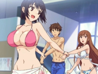 Hentai step beauty sits deep for fast bare bounce on bench