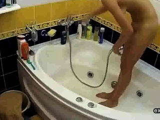 stepsister showers and shaves her twat (spy cam)